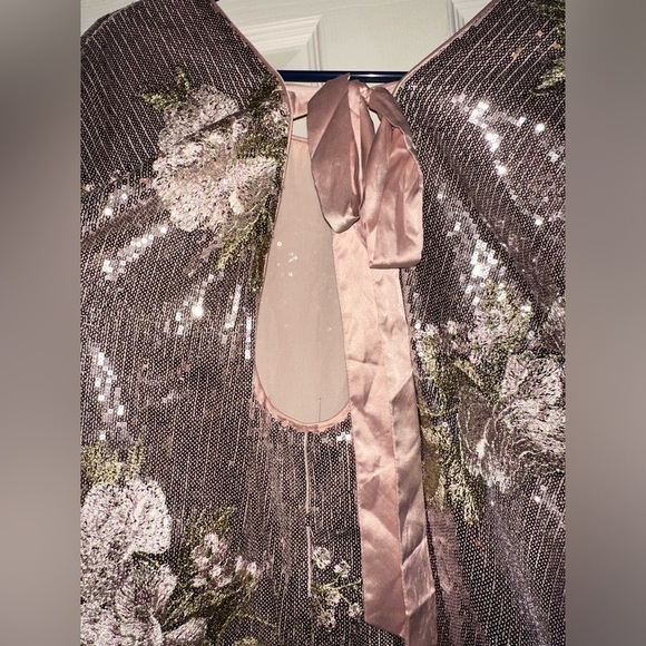 Arula women’s metallic sequin floral embroidered mini dress party formal NWT - Picture 6 of 9